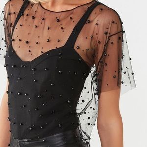 F21 Sheer Faux Pearl Top [NWOT]